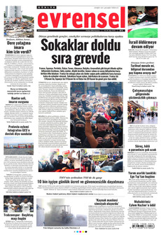 EVRENSEL gazetesi ilk sayfası