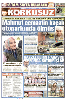 KORKUSUZ gazetesi ilk sayfası
