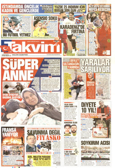 TAKVİM gazetesi ilk sayfası