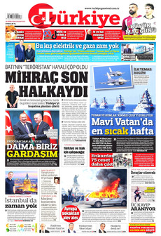 TÜRKİYE GAZETESİ gazetesi ilk sayfası