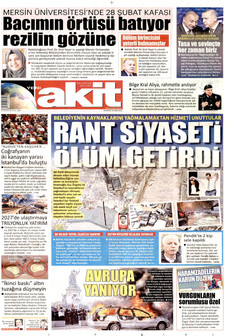 YENİ AKİT gazetesi ilk sayfası