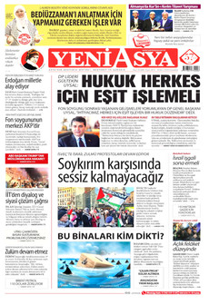 YENİ ASYA gazetesi ilk sayfası