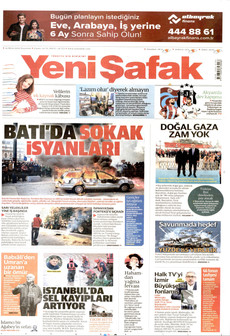 YENİ ŞAFAK gazetesi ilk sayfası