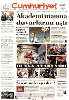CUMHURİYET gazetesi ilk sayfası