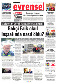 EVRENSEL gazetesi ilk sayfası