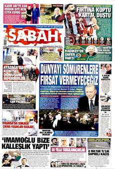 SABAH gazetesi ilk sayfası