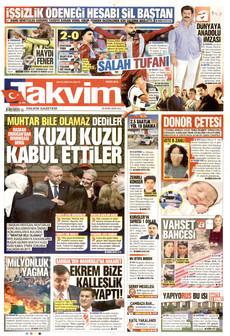 TAKVİM gazetesi ilk sayfası