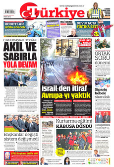 TÜRKİYE GAZETESİ gazetesi ilk sayfası