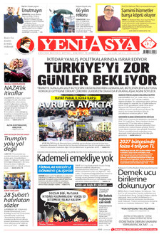 YENİ ASYA gazetesi ilk sayfası