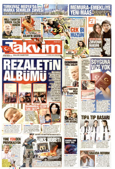 TAKVİM gazetesi ilk sayfası