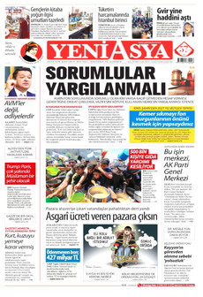 YENİ ASYA gazetesi ilk sayfası