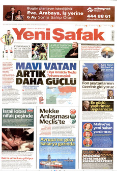 YENİ ŞAFAK gazetesi ilk sayfası