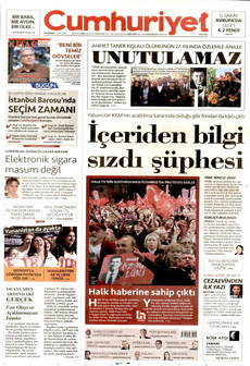 CUMHURİYET gazetesi ilk sayfası