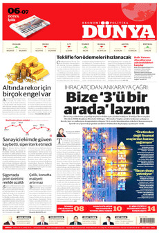 DÜNYA gazetesi ilk sayfası