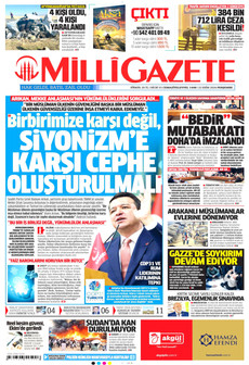 MİLLİ GAZETE gazetesi ilk sayfası