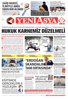 YENİ ASYA gazetesi ilk sayfası