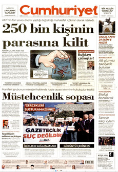 CUMHURİYET gazetesi ilk sayfası