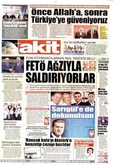 YENİ AKİT gazetesi ilk sayfası