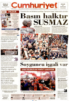 CUMHURİYET gazetesi ilk sayfası