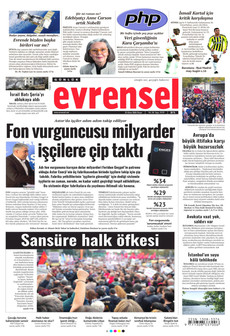 EVRENSEL gazetesi ilk sayfası