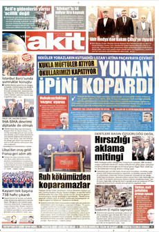 YENİ AKİT gazetesi ilk sayfası