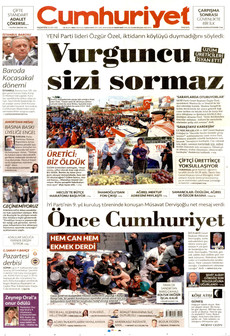 CUMHURİYET gazetesi ilk sayfası