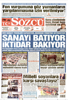 SÖZCÜ gazetesi ilk sayfası