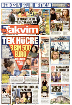 TAKVİM gazetesi ilk sayfası