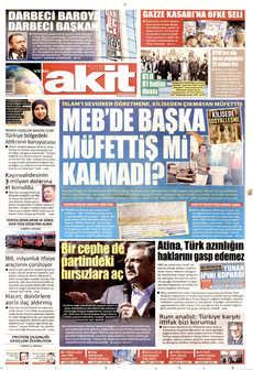 YENİ AKİT gazetesi ilk sayfası