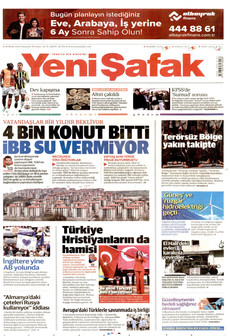 YENİ ŞAFAK gazetesi ilk sayfası