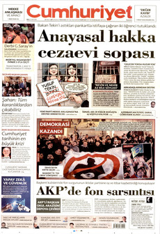 CUMHURİYET gazetesi ilk sayfası