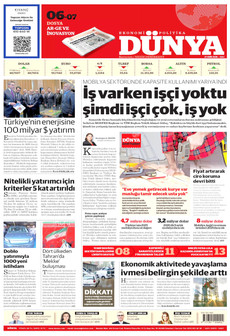 DÜNYA gazetesi ilk sayfası