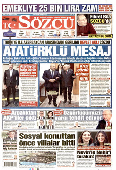 SÖZCÜ gazetesi ilk sayfası