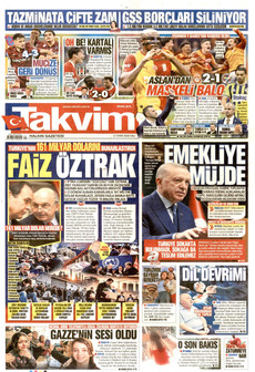 TAKVİM gazetesi ilk sayfası