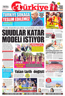 TÜRKİYE GAZETESİ gazetesi ilk sayfası
