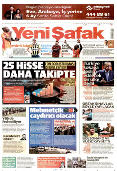 YENİ ŞAFAK gazetesi ilk sayfası