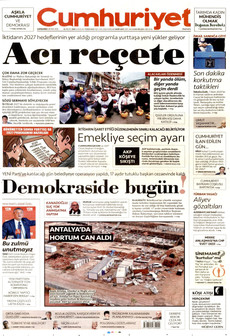 CUMHURİYET gazetesi ilk sayfası