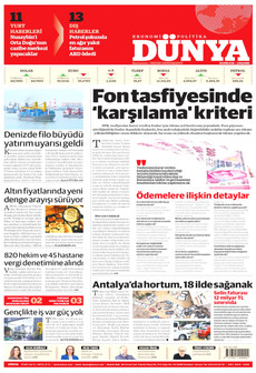 DÜNYA gazetesi ilk sayfası