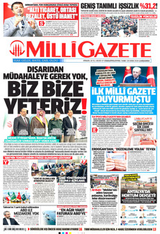 MİLLİ GAZETE gazetesi ilk sayfası