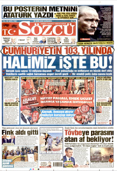 SÖZCÜ gazetesi ilk sayfası