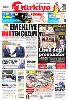 TÜRKİYE GAZETESİ gazetesi ilk sayfası