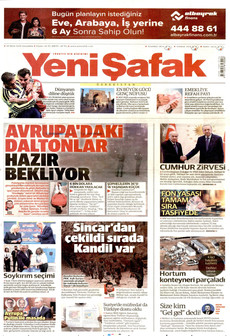 YENİ ŞAFAK gazetesi ilk sayfası