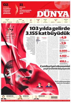 DÜNYA gazetesi ilk sayfası
