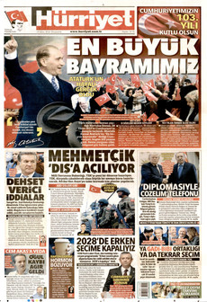 HÜRRİYET gazetesi ilk sayfası
