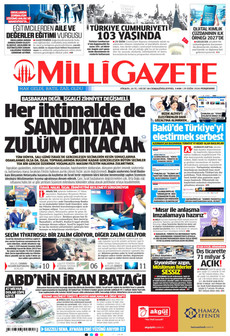 MİLLİ GAZETE gazetesi ilk sayfası