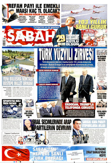 SABAH gazetesi ilk sayfası