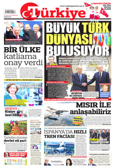 TÜRKİYE GAZETESİ gazetesi ilk sayfası