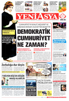 YENİ ASYA gazetesi ilk sayfası
