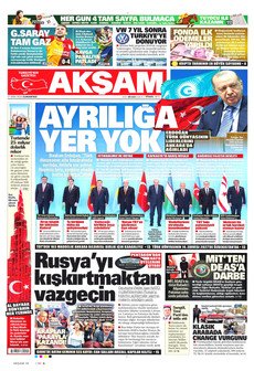 AKŞAM gazetesi ilk sayfası