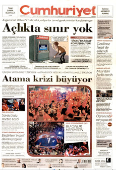 CUMHURİYET gazetesi ilk sayfası